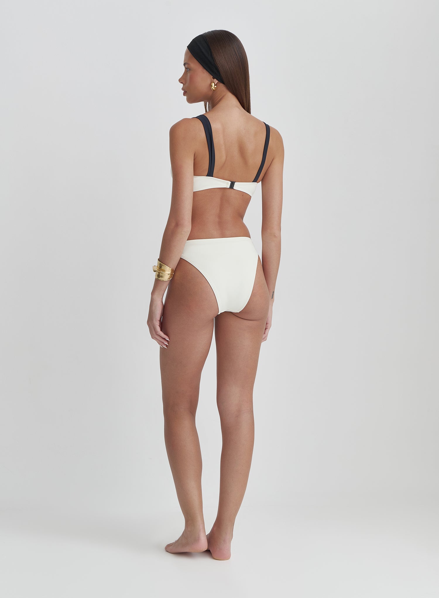 Cream Contrast Strap Bikini Top